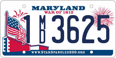 MD license plate 1MD3625