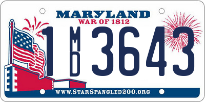 MD license plate 1MD3643