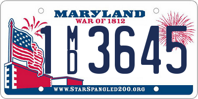 MD license plate 1MD3645