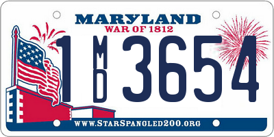 MD license plate 1MD3654