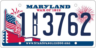 MD license plate 1MD3762