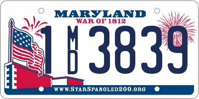 MD license plate 1MD3839