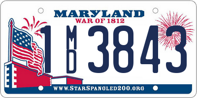 MD license plate 1MD3843