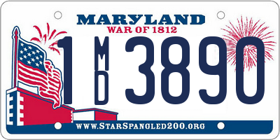 MD license plate 1MD3890