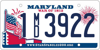 MD license plate 1MD3922