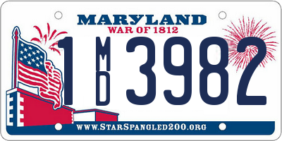 MD license plate 1MD3982