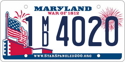 MD license plate 1MD4020