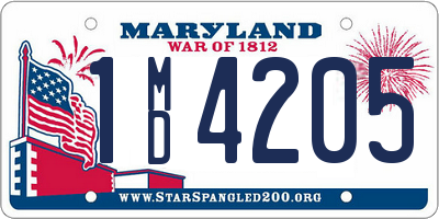 MD license plate 1MD4205