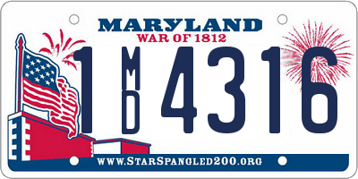 MD license plate 1MD4316