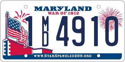 MD license plate 1MD4910