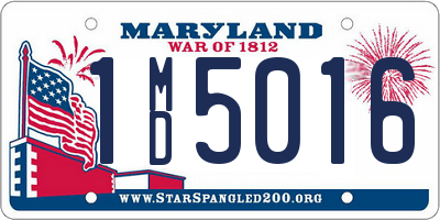 MD license plate 1MD5016