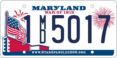 MD license plate 1MD5017