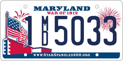 MD license plate 1MD5033