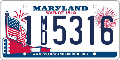 MD license plate 1MD5316