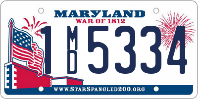 MD license plate 1MD5334