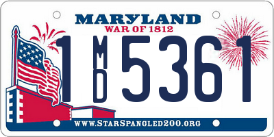 MD license plate 1MD5361