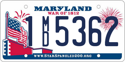 MD license plate 1MD5362