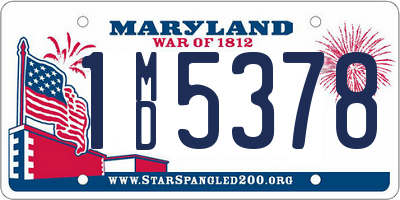 MD license plate 1MD5378