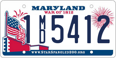 MD license plate 1MD5412