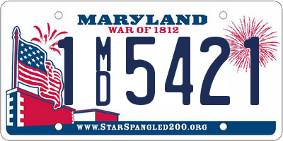 MD license plate 1MD5421