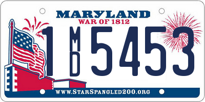 MD license plate 1MD5453