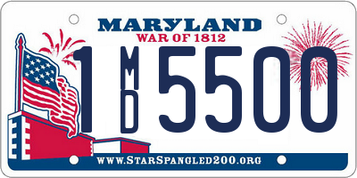 MD license plate 1MD5500