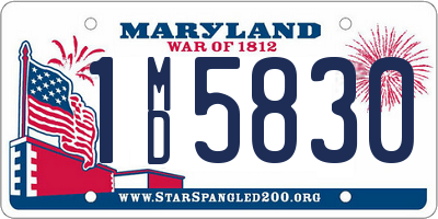 MD license plate 1MD5830