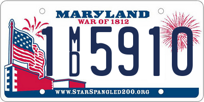MD license plate 1MD5910