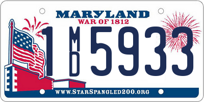 MD license plate 1MD5933