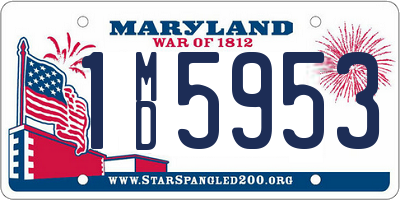 MD license plate 1MD5953