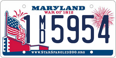 MD license plate 1MD5954