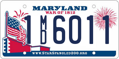 MD license plate 1MD6011