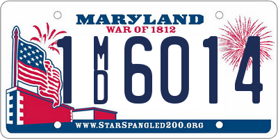 MD license plate 1MD6014