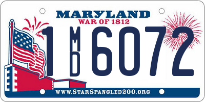 MD license plate 1MD6072
