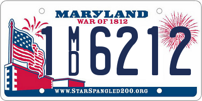 MD license plate 1MD6212