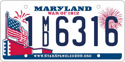 MD license plate 1MD6316