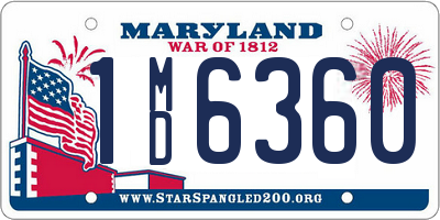 MD license plate 1MD6360