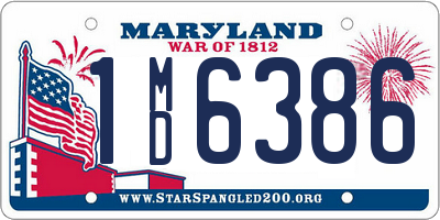 MD license plate 1MD6386