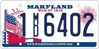 MD license plate 1MD6402