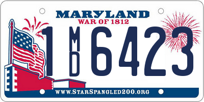 MD license plate 1MD6423