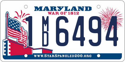 MD license plate 1MD6494