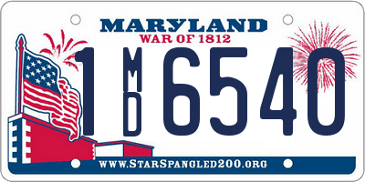 MD license plate 1MD6540