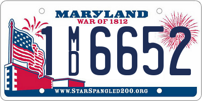 MD license plate 1MD6652