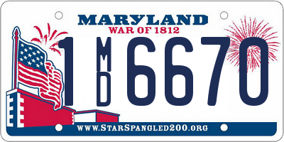 MD license plate 1MD6670