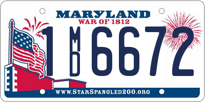 MD license plate 1MD6672