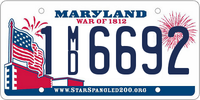 MD license plate 1MD6692