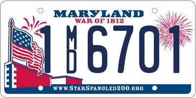 MD license plate 1MD6701