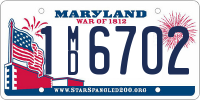 MD license plate 1MD6702