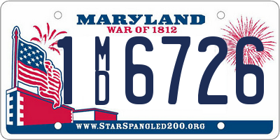 MD license plate 1MD6726