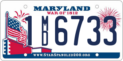 MD license plate 1MD6733